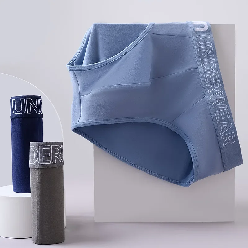 4 Pcs Men's Briefs Student Fashion Underwear Panties Breathable Elastic Large Size Male Underpants Letter Waist L TO 6XL