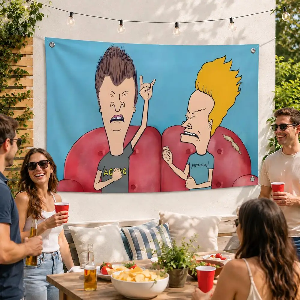 Beavis and Butt Head Cartoon Flags Soft Durable Tapestry Skin-friendly For Outdoor Party Home Living Room Bar Bedroom Decoration