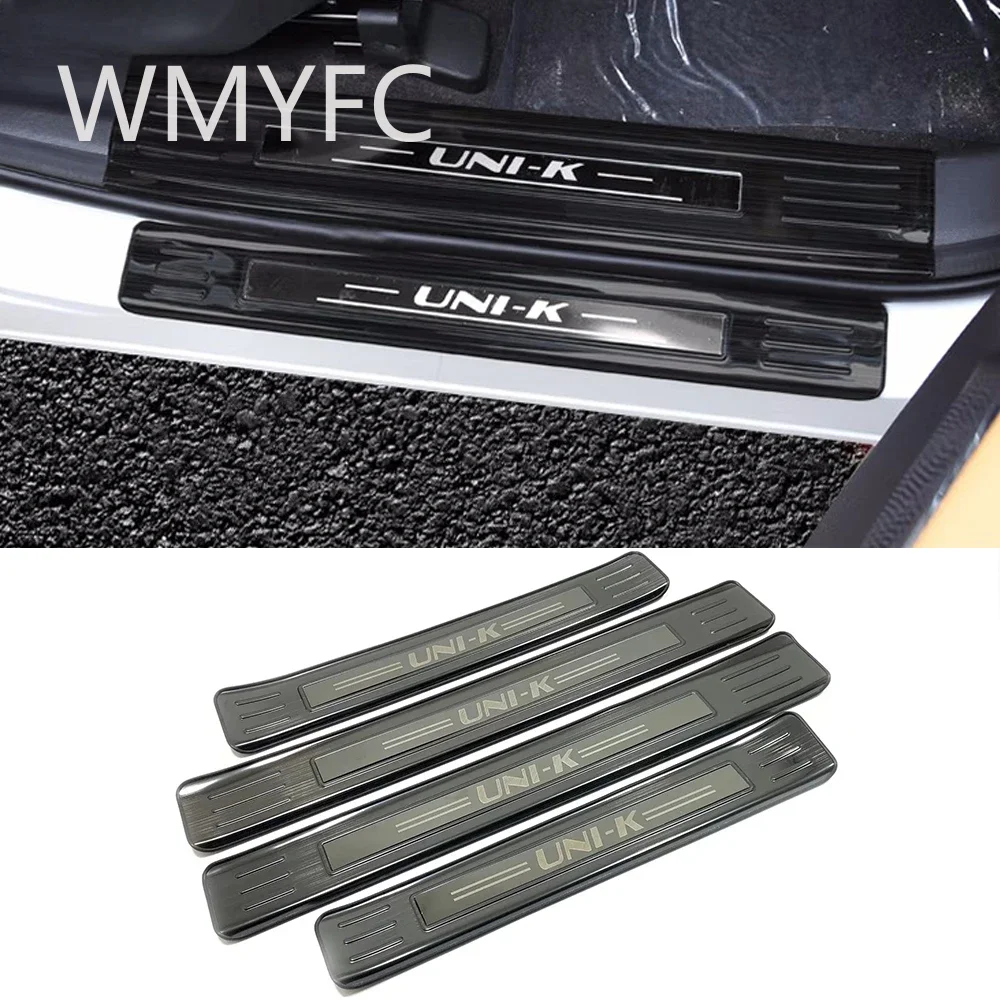 Stainless Black Garnish For Changan UNIK UNI-K Accessories 2021-2024 Car Door Sill Scuff Plate Welcome Pedal Protection Trim