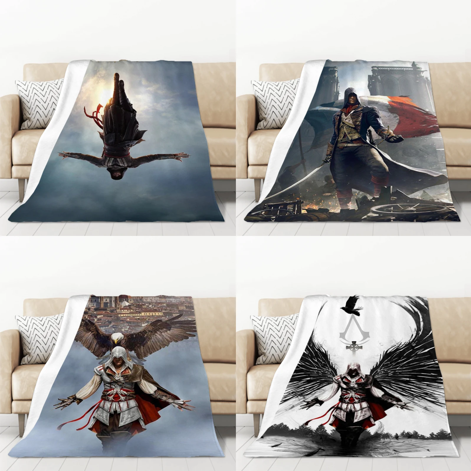 

Sofa Blankets for Bed Game Assassin's C-Creed Blankets and Bedspreads Camping Blanket Double Bed Comforter Furry Winter Knee