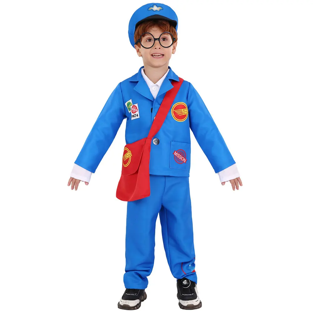 Umorden Boys Courier Mailman Postman Costume for Children Kids Little Delivery Man Uniform Outfit 5pcs/Set