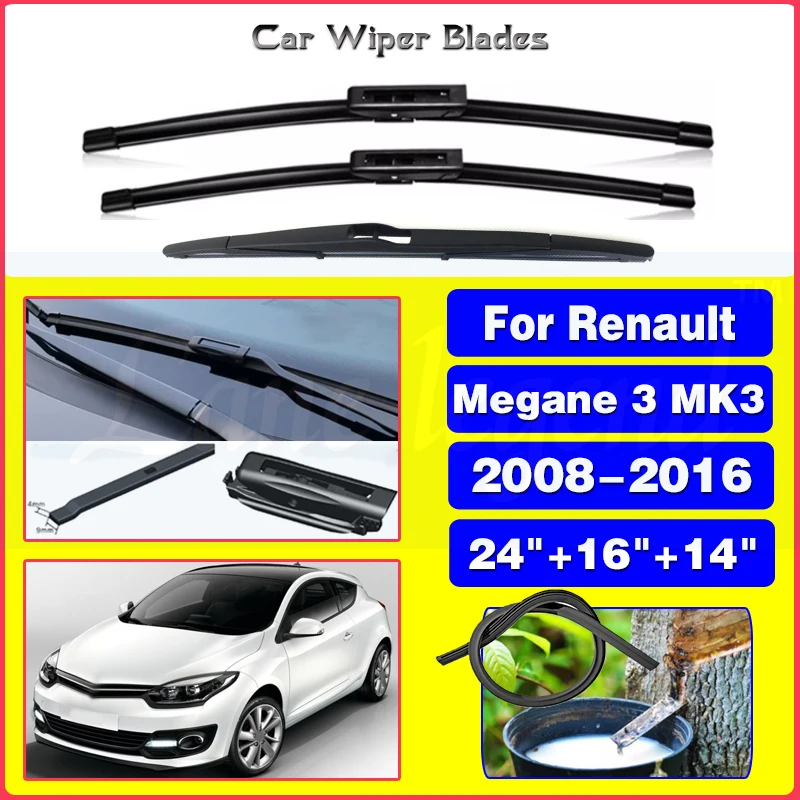 Car Front Rear Wiper Blades For Renault Megane 3 MK3 2008-2016 Windshield Windscreen Window 24