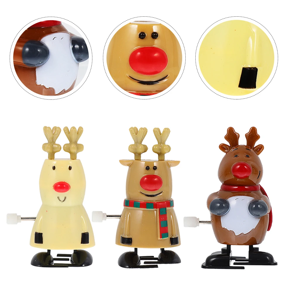 Jouet à remonter en forme de renne, 3 pièces, amusant, Adorable pour la maison, Mini jouets de noël pour enfants