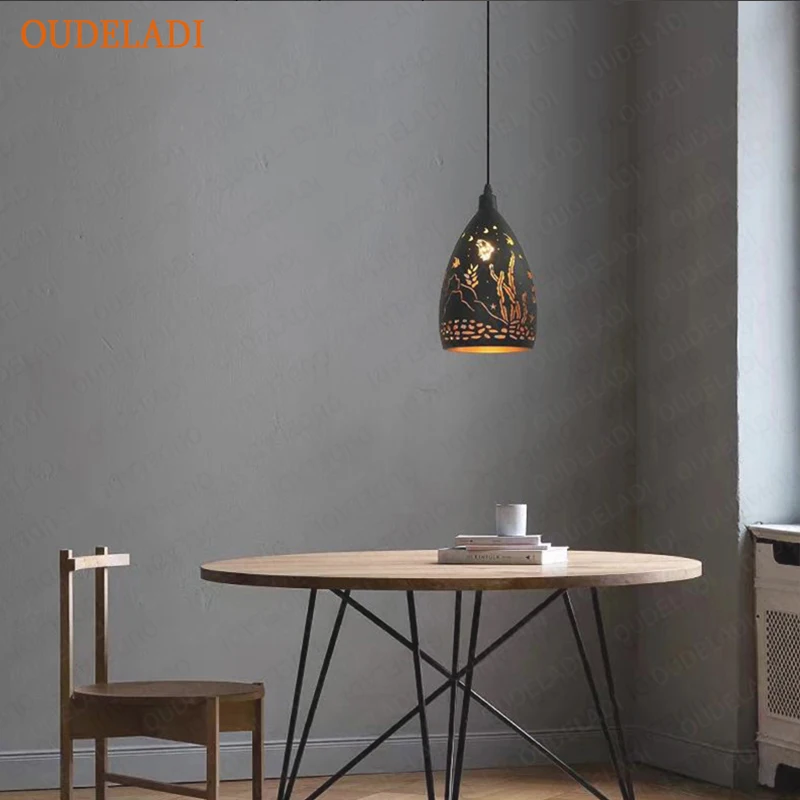 Imagem -04 - Iron Hollow Metal Cage Pendant Lamp Modern Pendant Lights Living Room Fixture Restaurante Decoração Loja e Bar E27