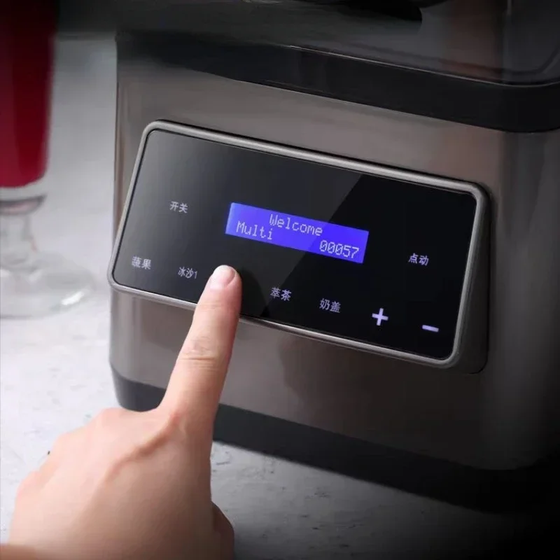 เครื่องบดน้ำแข็งฉนวนกันเสียงเชิงพาณิชย์พร้อมฝาปิดเครื่องบดน้ำแข็งชานมเครื่องสกัดน้ำผลไม้ปั่นแบบควัก