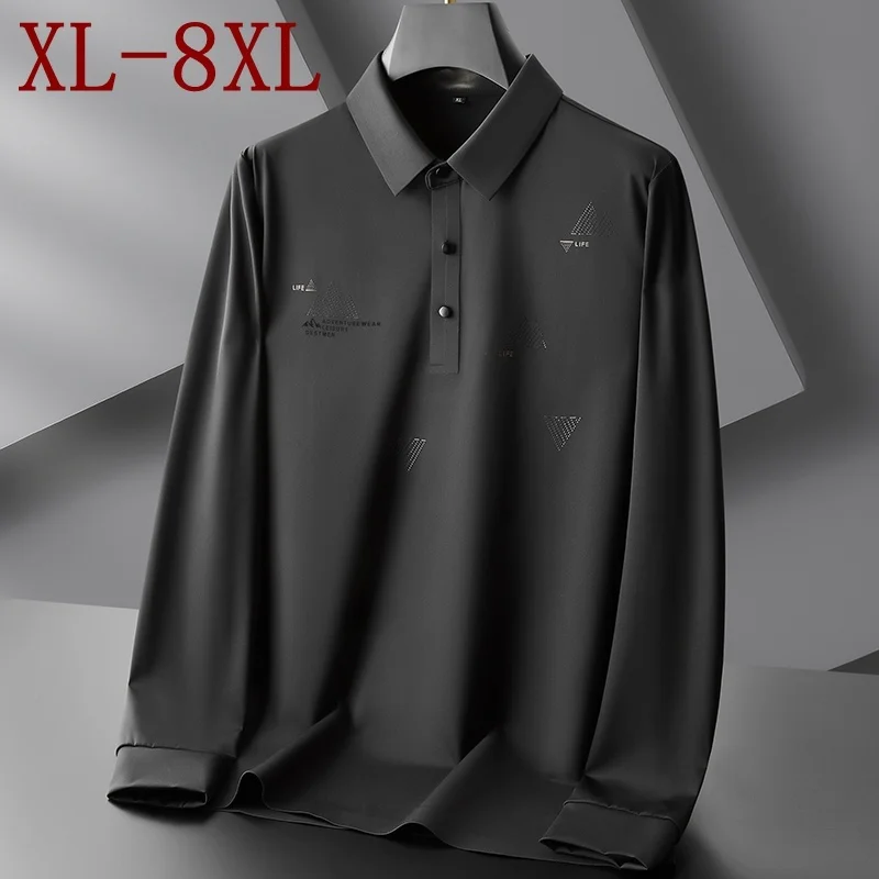 

7XL 6XL 8XL 2023 New Autumn Fashion T shirt For Men Long Sleeve Loose Mens Polo Shirts Top Quality Comfortable chemise homme