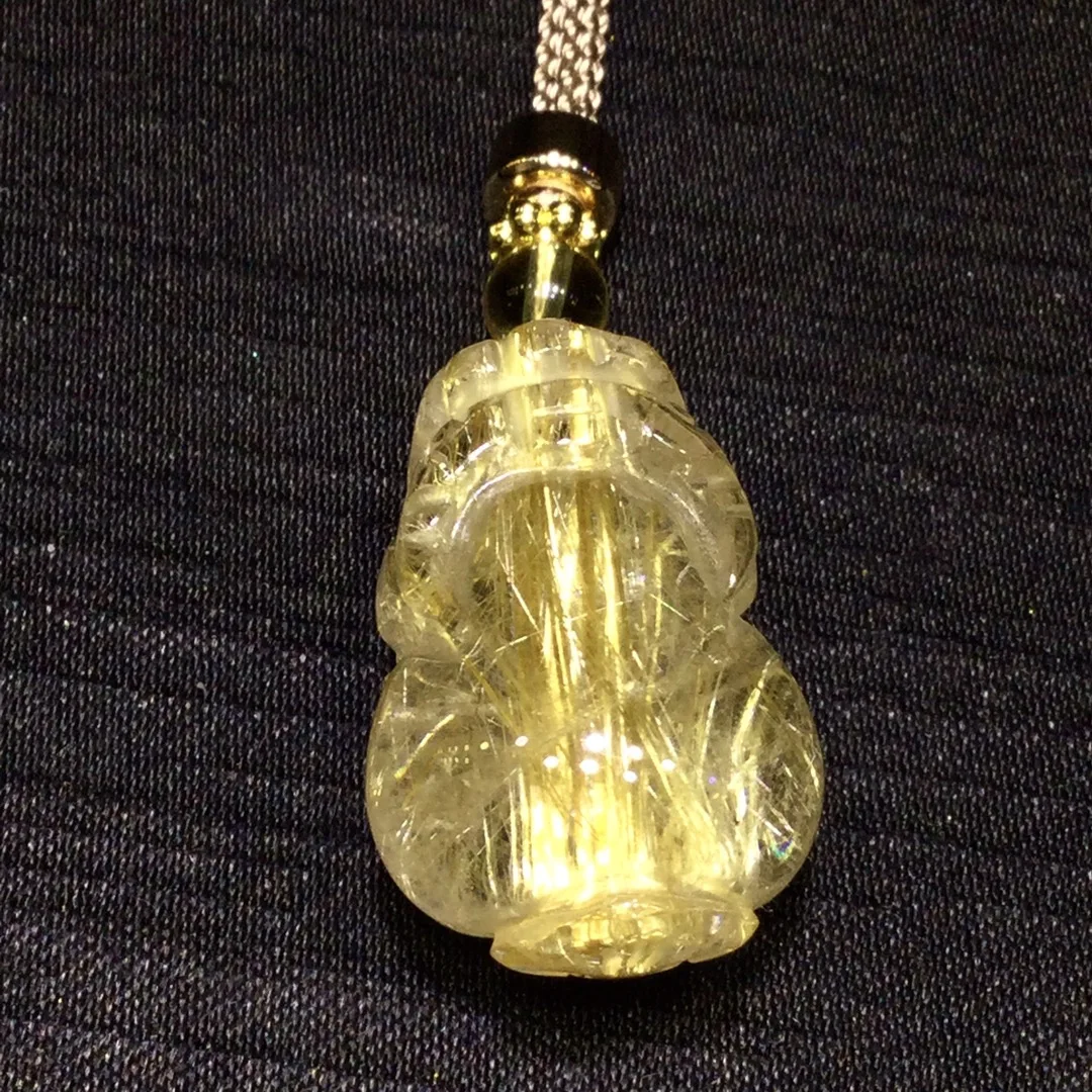 

Natural Gold Rutilated Quartz Pendant Flower Rutilated Quartz Jewelry 25*17*15mm Pi Xiu Women Brazil AAAAAAA