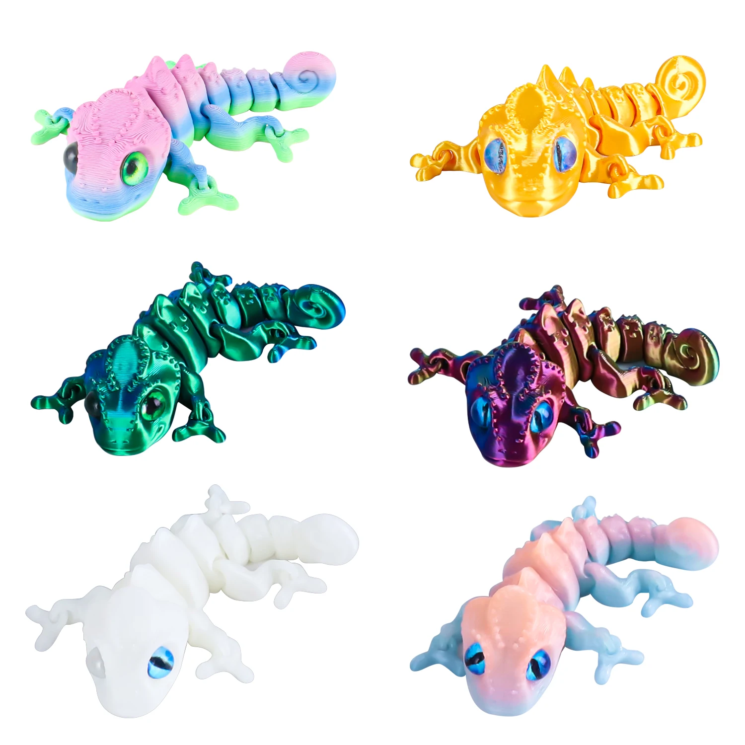 

Игрушка-хамелеон, напечатанная на 3D-принтере – с подвижными гибкими суставами, антистрессовая игрушка-фиджет, крутой декор для дома и офиса