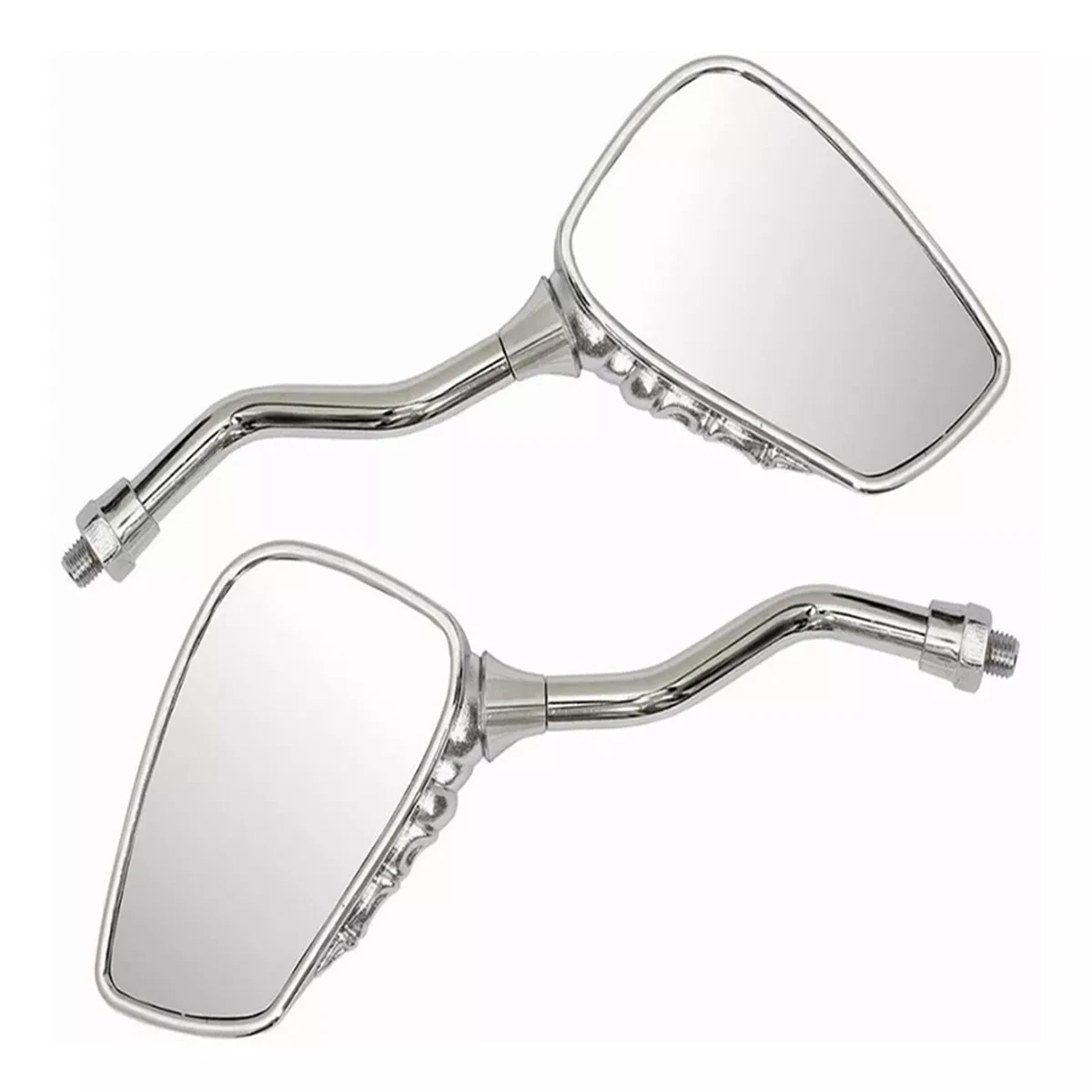 1 pair of silver universal motorcycle rearview mirrors, skull shape, universal 8mm/10mm, suitable for installation and use on mo