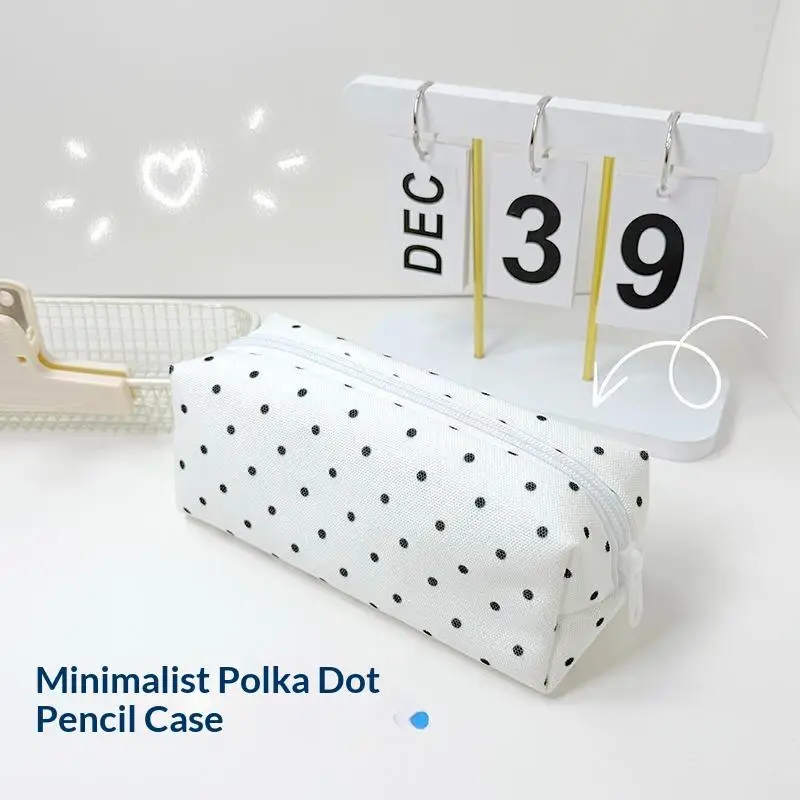 Stifteetui mit Polka-Dot-Muster, großes Fassungsvermögen, weiche Haptik, Stifttasche, Schreibwaren-Organizer, ideal für den Schulanfang, 1 Stück. – Detail 3