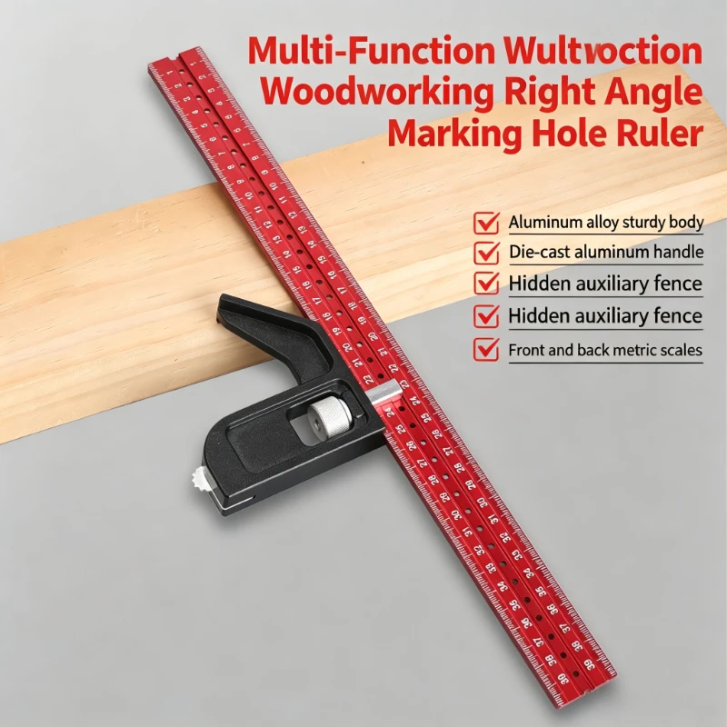 Marking Gauge Ruler Measuring Tool Aluminum Alloy Scribe Marking Gauge Multifunction Woodworking Marking Positioning Ruler