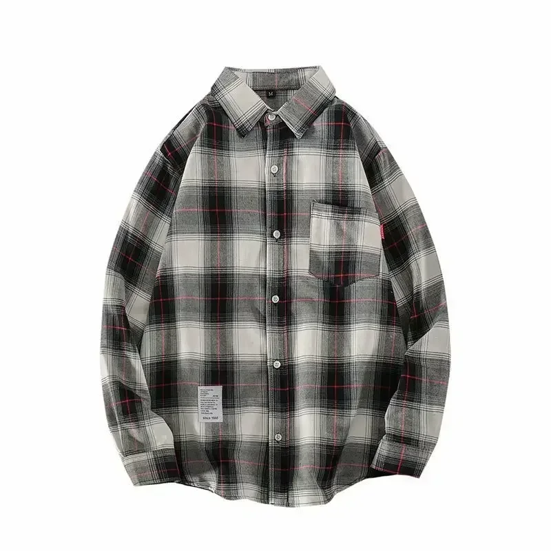 

Trendy Men's Casual and Versatile Korean-style Fashionable Lapel Single-breasted Long-sleeved Shirt for Spring and Autumn.