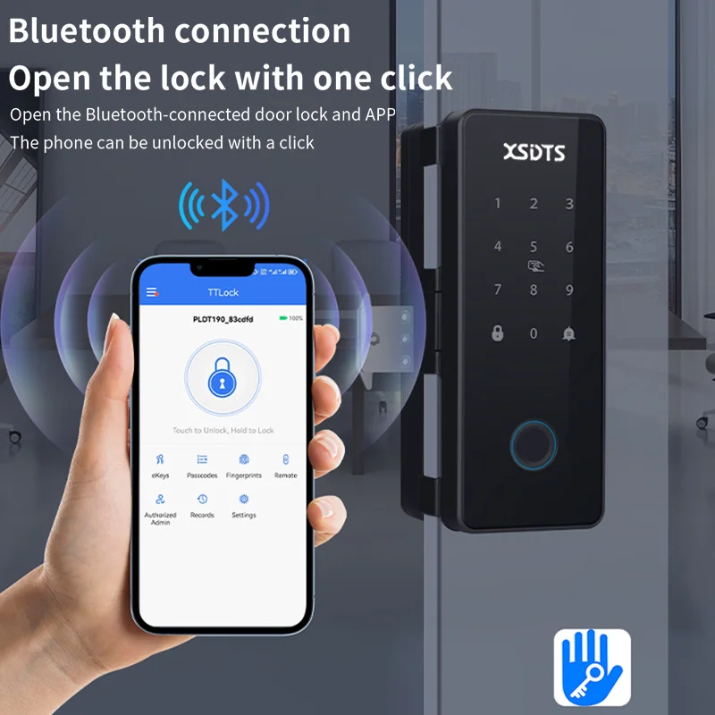 Imagem -05 - Porta de Vidro Smart Lock Tt-lock Bluetooth Biométrico Impressão Digital Cartão de Senha Fechadura Digital Eletrônica Escritório e Negócios Contagens