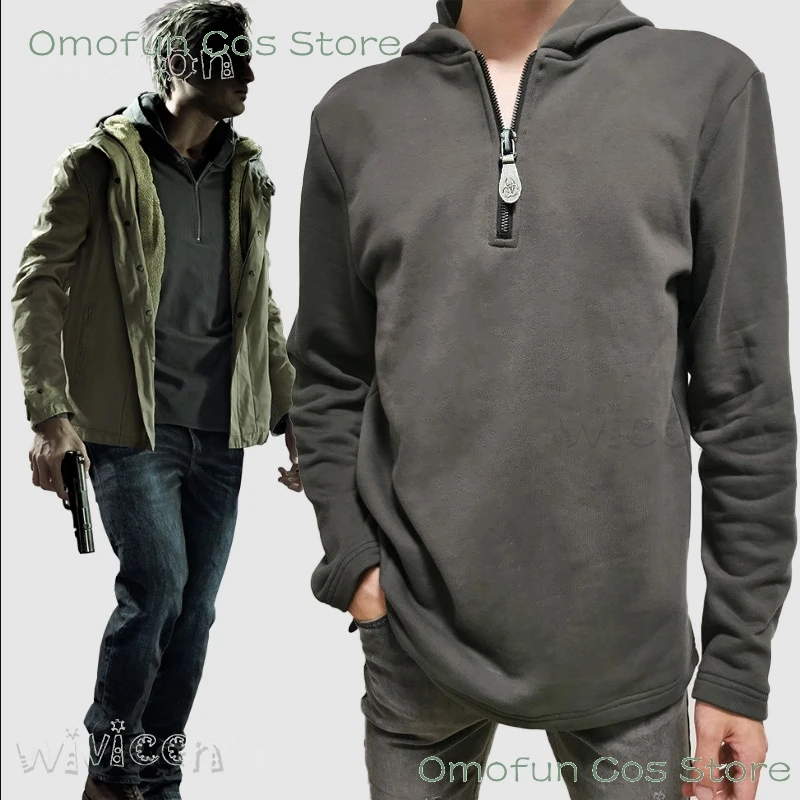 

Resident ReV Ethan Winters Cosplay Clothing Wig Evil Village Mens Warm Unisex Sweatshirt Pullover Gray Halloween Game Costumes
