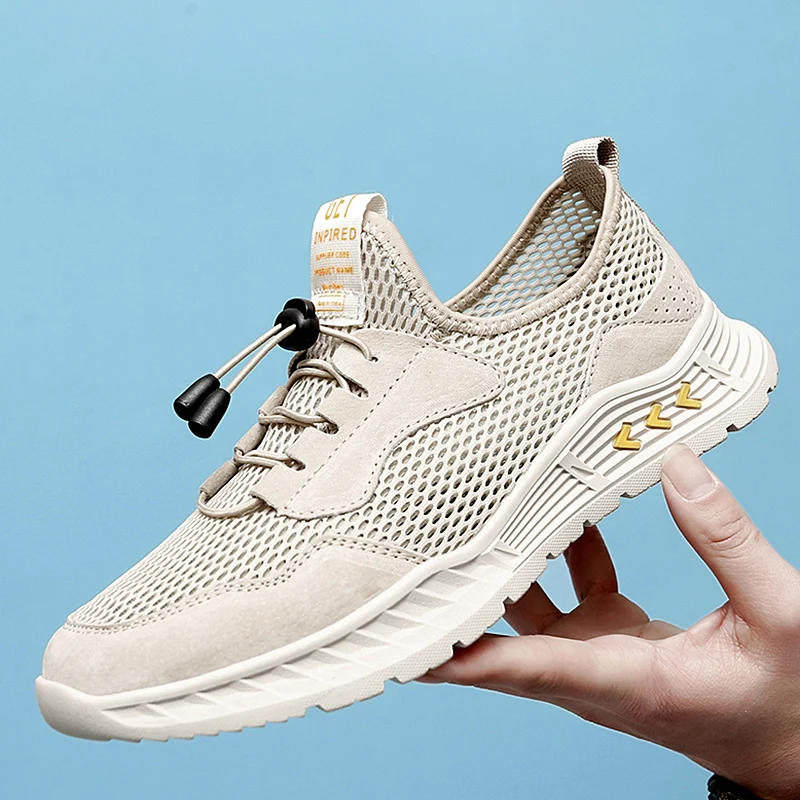

2023 New Summer Mesh Shoes Men Sneakers Plus Size Lightweight Breathable Walking Footwear Slip-On Comfortable Casual Men's Shoes
