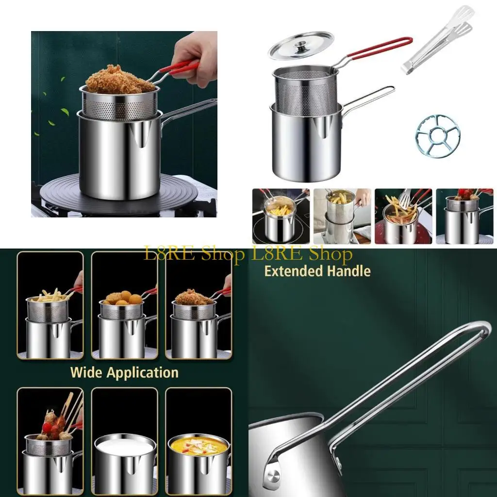 

L8RE Многоцелевая масляная кастрюля с одной ручкой, 1,2 л, строительные фритюрницы из нержавеющей стали для эффективной домашней