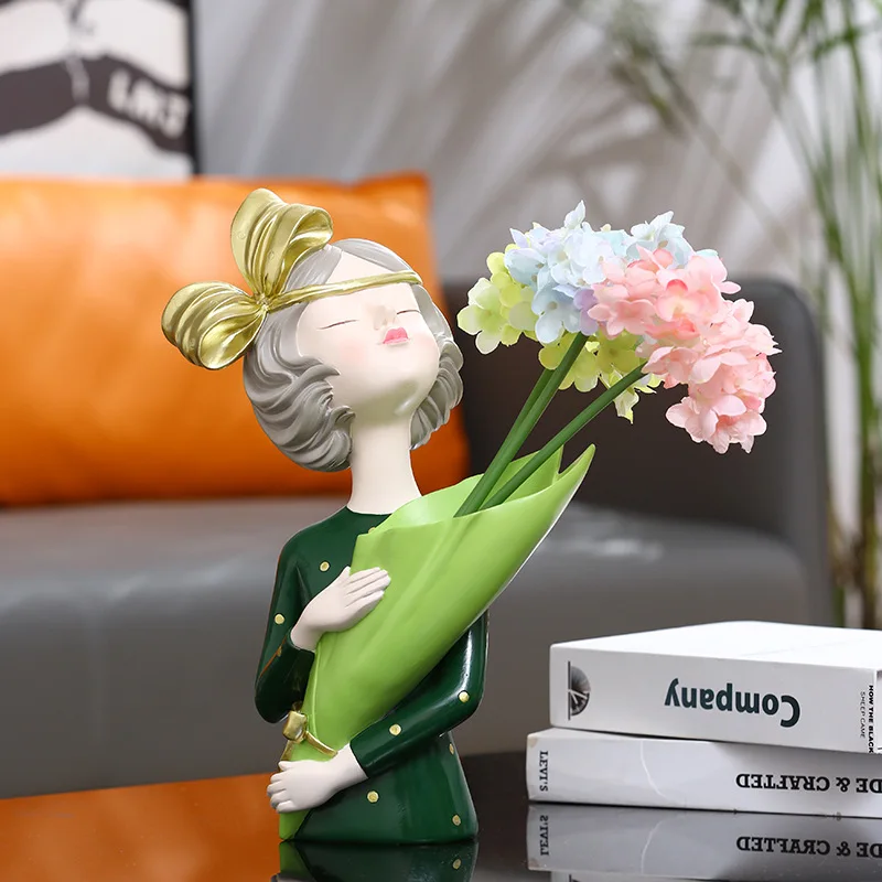 Creative Elegant Flower Girl Statue Decorative Ornament Living Room Cartoon Butterfly Girl Sculpture
