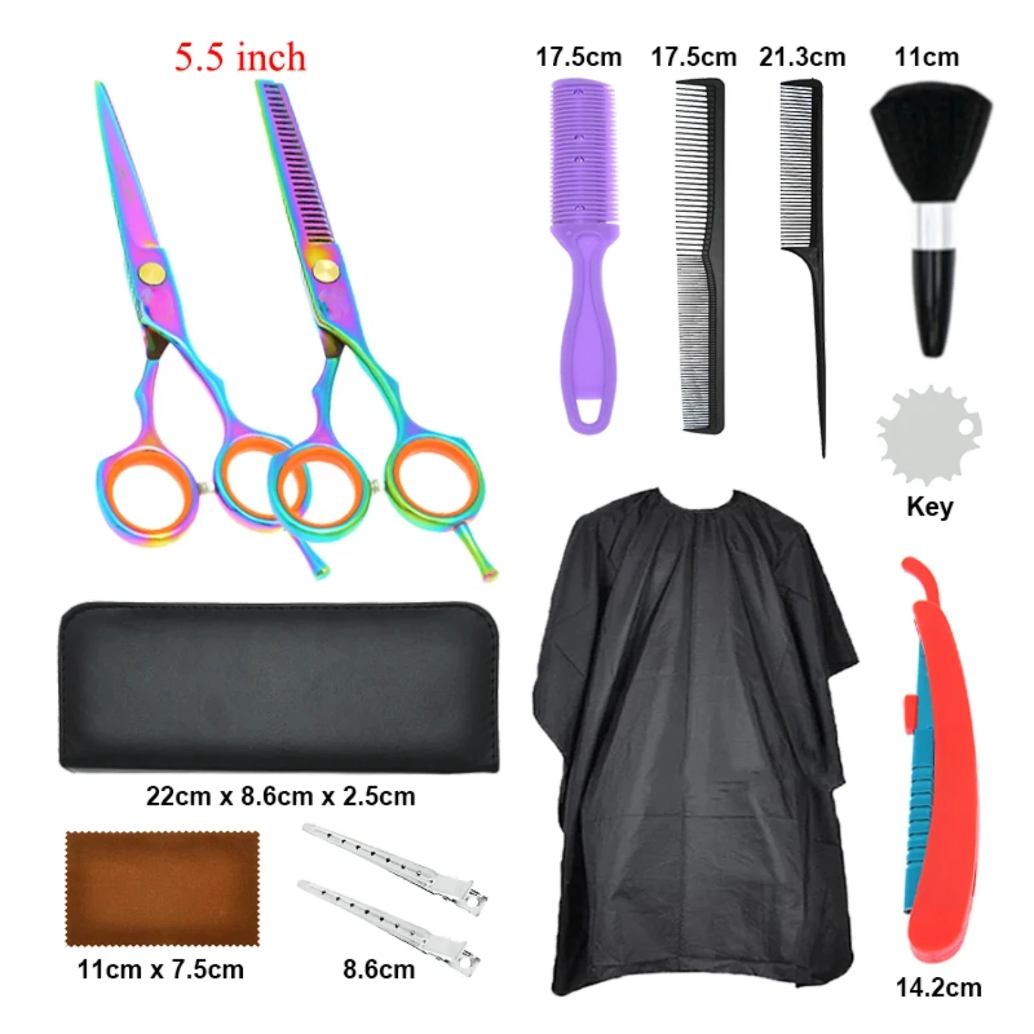 

Professional Hairdressing Hair Scissors 5.5" Stainless Steel Barber Hairdresser's Cutting Thinning Shears Salon Tools Set A0026A