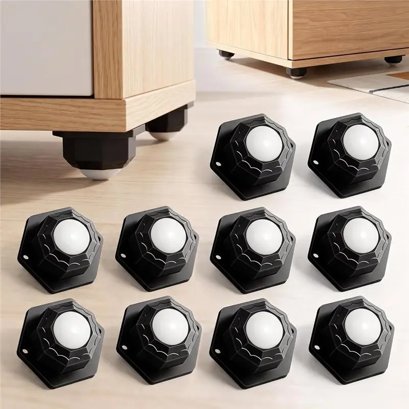 ABKO-Silent 360° Ball Rollers Heavy Duty Self-Adhesive Furniture Castors 12PCS Flat With Screws