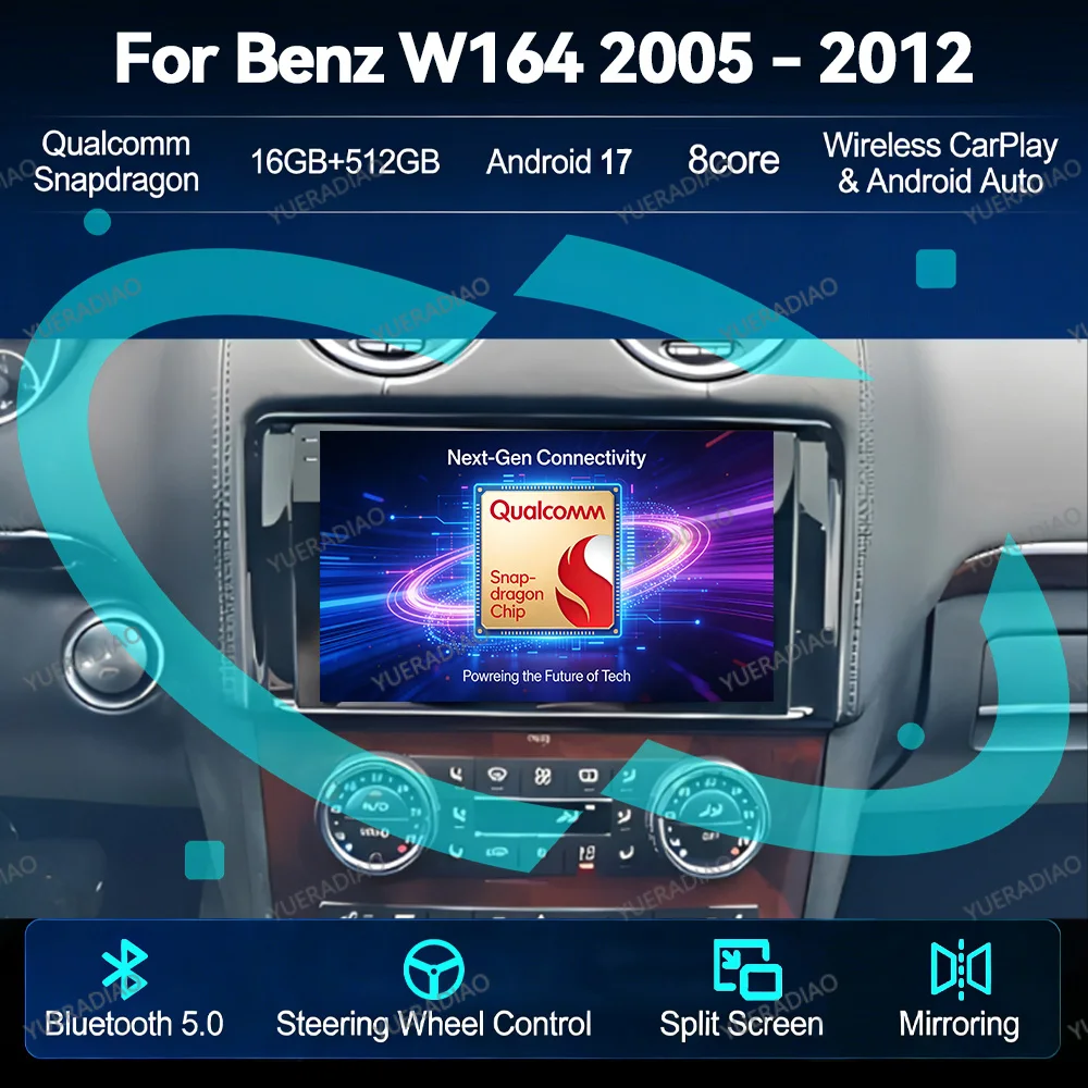 Android 17 Car Radio For Mercedes Benz GL ML W164 ML350 ML500 X164 GL35 GL45 2005 - 2012 GPS NAVI Multimedia Video Player 2DIN