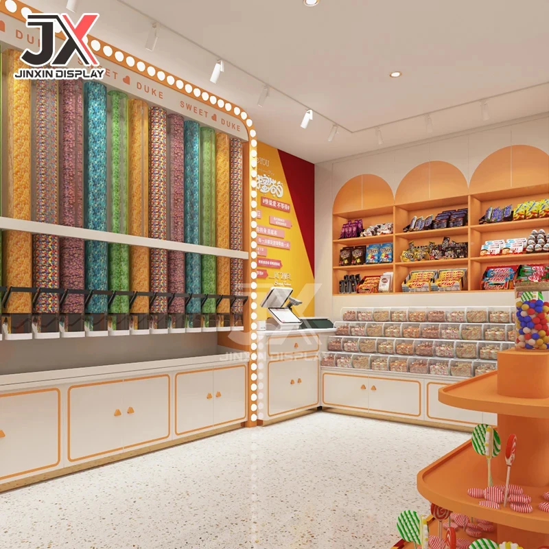 Picture 6: custom.Store Counter Design Customizable LED Rectangular Retail Display Cabinet Candy Dried Fruit Chocolate Snacks