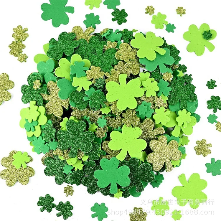 Shamrock and Roll with 500 Green St. Patrick's Day Foam Stickers - 4.5x4.5cm