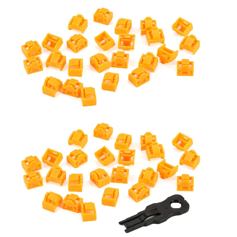 500Pcs Orange RJ45 Port Ethernet LAN Hub Anti Dust Cover Plug Cap Blockout Protector With Proprietary Lock And Key