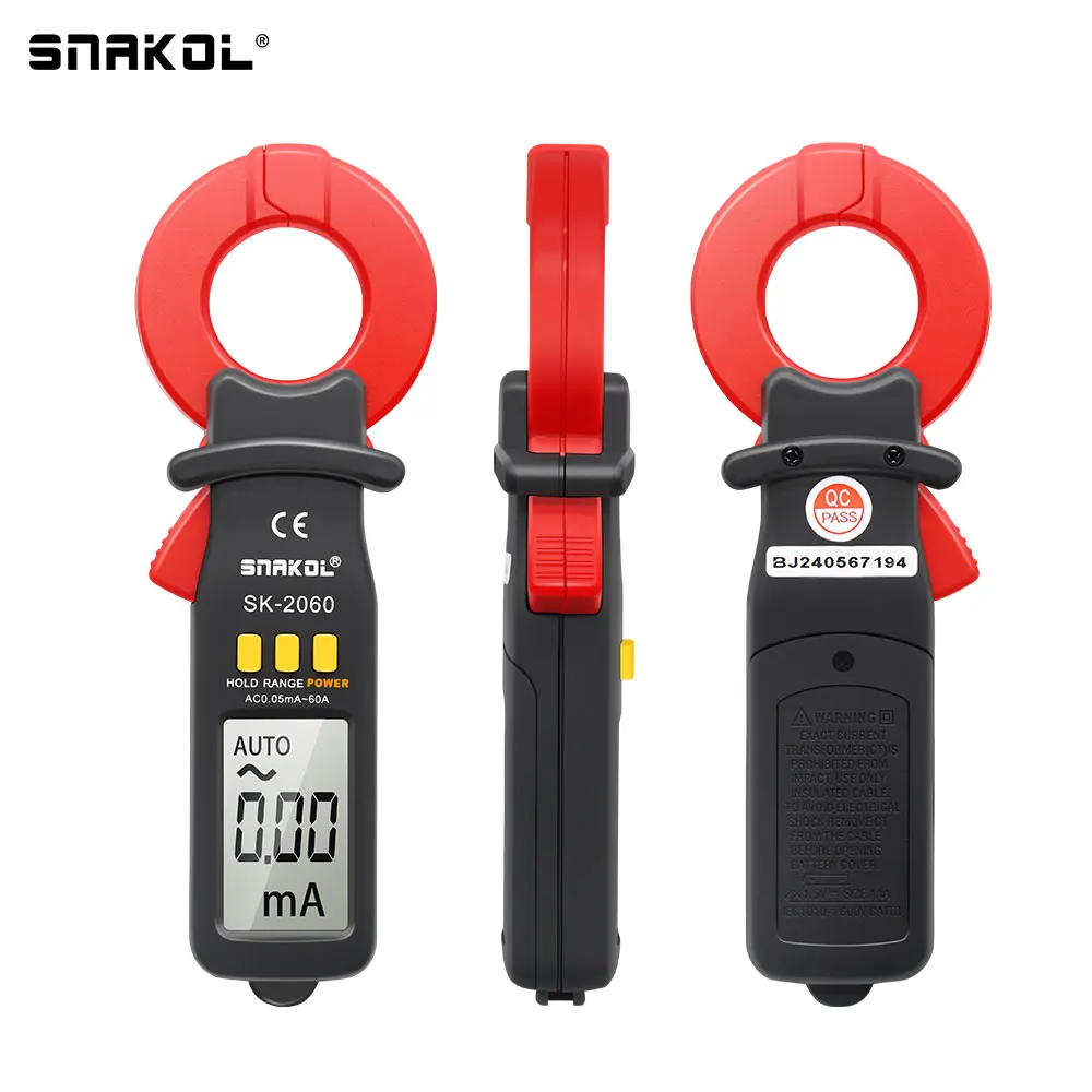 Imagem -06 - Snakol-profissional Digital Clamp Meter Teste Atual Detecção de Vazamento Precisão Alcance Automático 2060 0.01a 2060