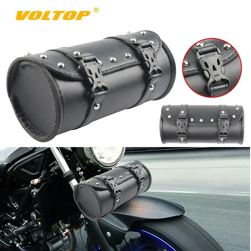 

Motorcycle Cruiser Tool Bag Fork Barrel Shape Handlebar Front Fork Bag Black Saddlebags for Motorcycle Pannier Saddle Bags Tools