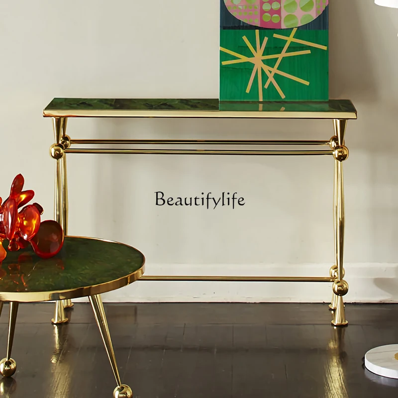 

Light luxury marble entrance table against the wall entrance table entry stainless steel foyer