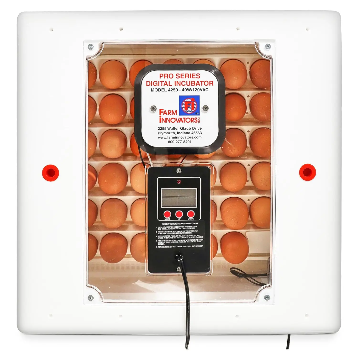 

Farm Innovators 41 Egg Digital Circulated Air Incubator w/Auto Turning & Humidity Control - Automatic Incubating Machine for Hat