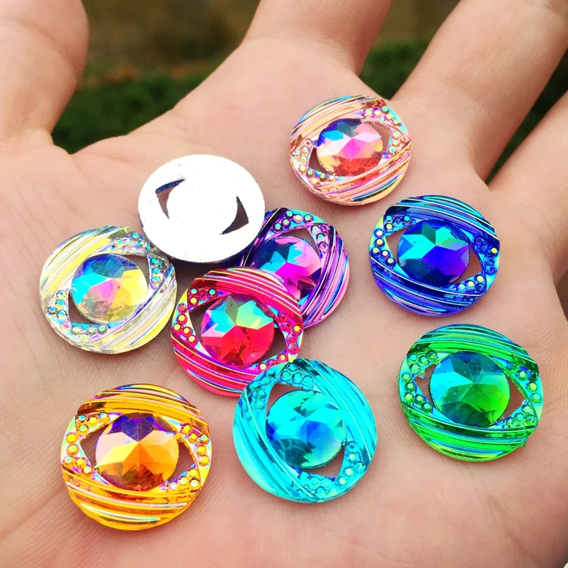 10pcs shiny round resin rhinestone Flat back crystal Cabochon Art Supply Decoration Charm Craft DIY button 18mm -E840