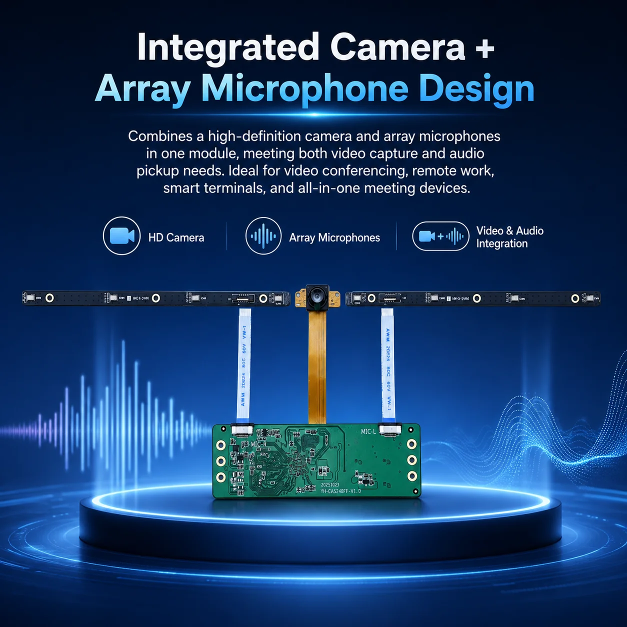 YANHCM 13MP AI Camera Modules 1080P 4K 30FPS 8 Array Mic USB Plug and Play Human Figure Tracking, Automatic Noise Reduction
