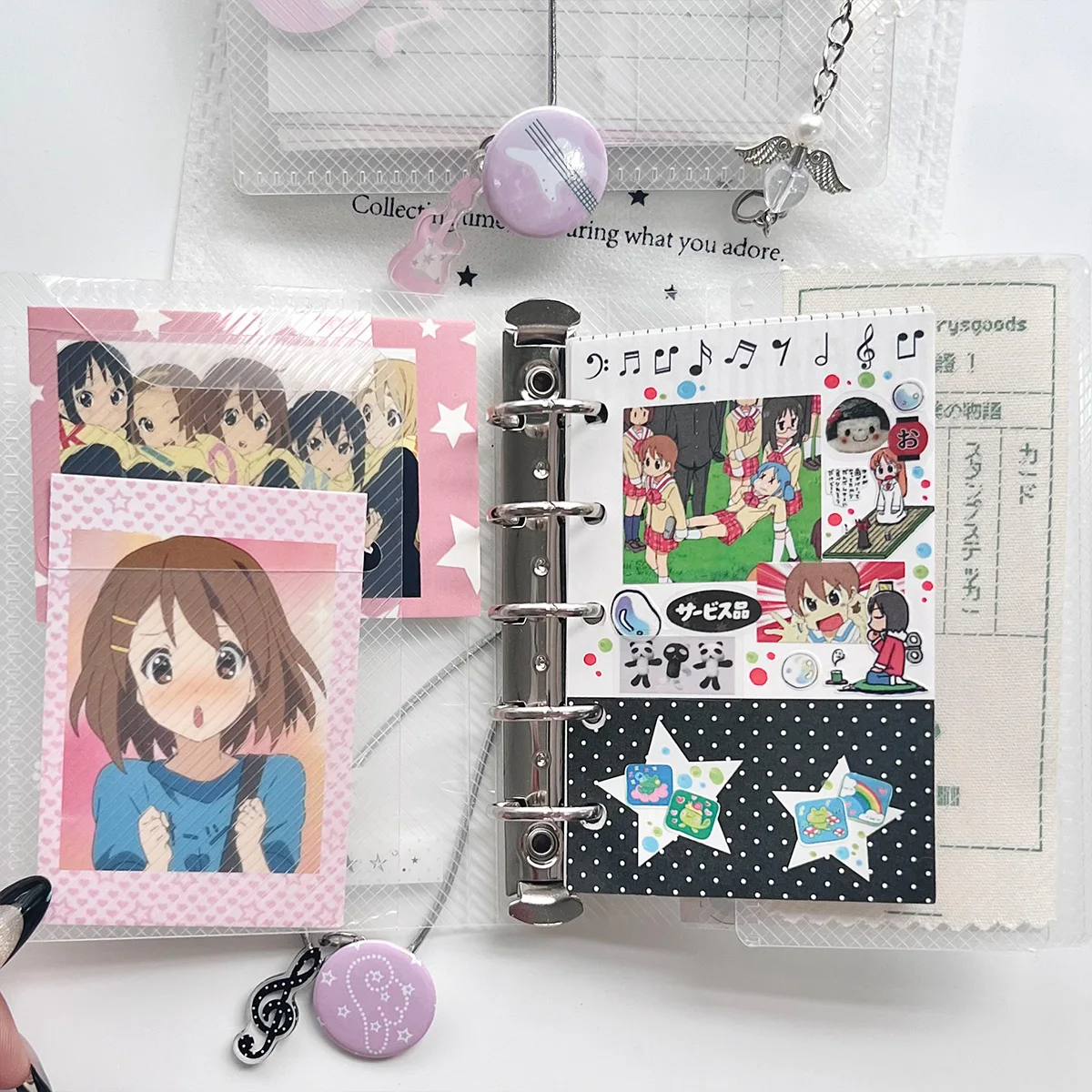 สมุดบันทึก WAKAWAKA M5 แบบสามพับ พร้อมสายรัด  สำหรับใส่รูปภาพ การ์ด ของสะสม  ธีมดนตรี  วัสดุ PP ทอลายทแยง พกพาสะดวก