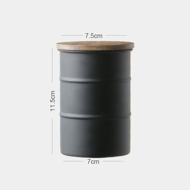 304 Stainless Steel Sealed Can with Wooden Lid Coffee Bean Tea Canister Snack Dried Fruit Storage Jar Food Storage Pot Container