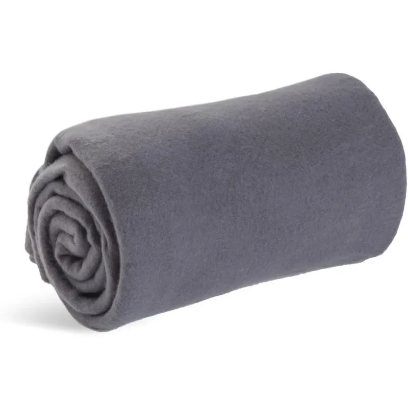 Cozy-Soft Microfleece Travel Blanket, 50x60 Inch, Lightweight, Compact, for Airplane and Car, Charcoal