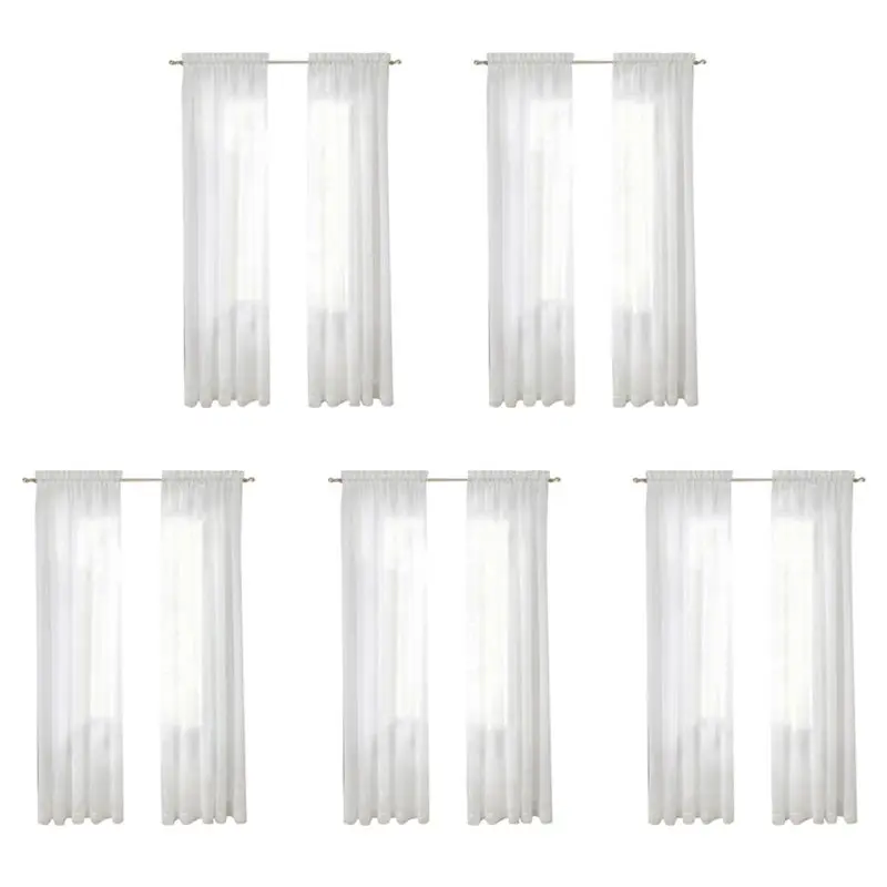 ABWP-Window White Sheer Curtains 108 Inches Long 10 Panels Sheer White Curtains Clear Curtains Basic Rod Pocket Panel