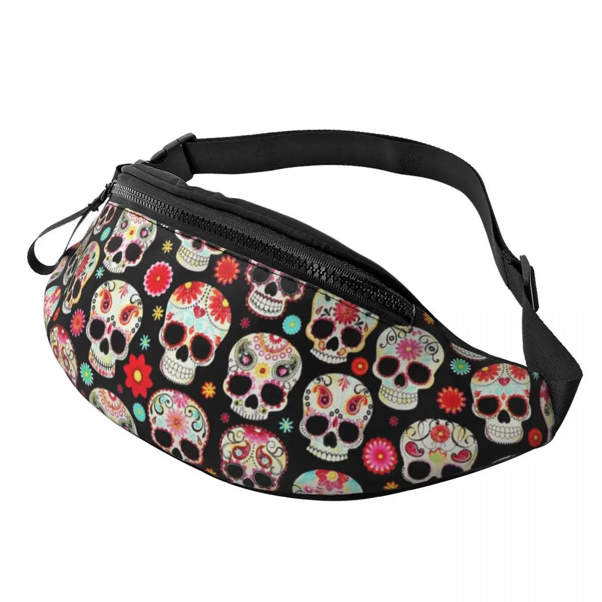 Cool Suiker Schedels Calavera Fanny Pack Voor Fietsen Camping Mannen Vrouwen Crossbody Heuptas Telefoon Geld Pouch