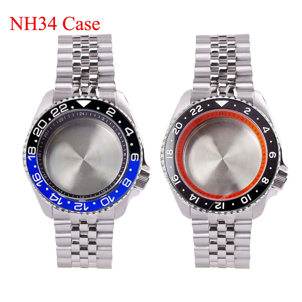 

41mm Stainless Steel Diving 20Bar Watch Case Bracelet Sapphire Glass 120 Clicks Bezel 3.8 Crown Fit NH34 GMT NH35 Movement Parts