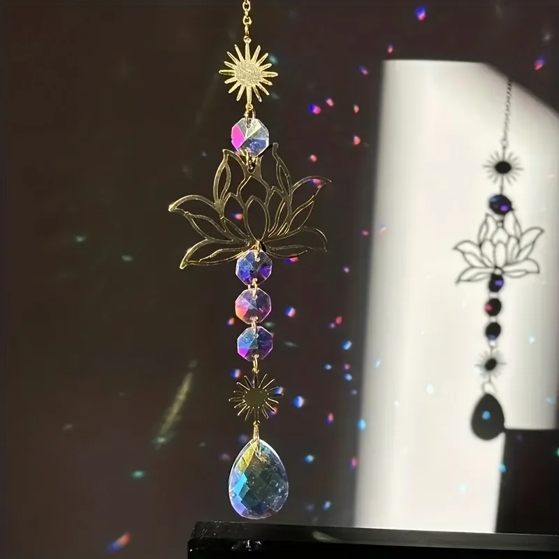 1pc Metal Sun Catcher Hanging Decor - for Lotus Sun Prism Crystal Ornament - Window Home Decoration Holiday Birthday Gift