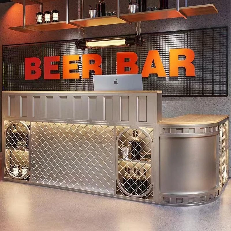 Reception desk checkout page Corner restaurant Reception wrought iron retro music bar