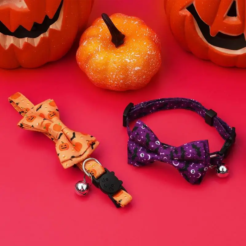 Halloween Dog Collar Spooky Pumpkin Spider BowTie Collars For Pets Dogs Apparel Accessories For Photography Wedding Home Walking