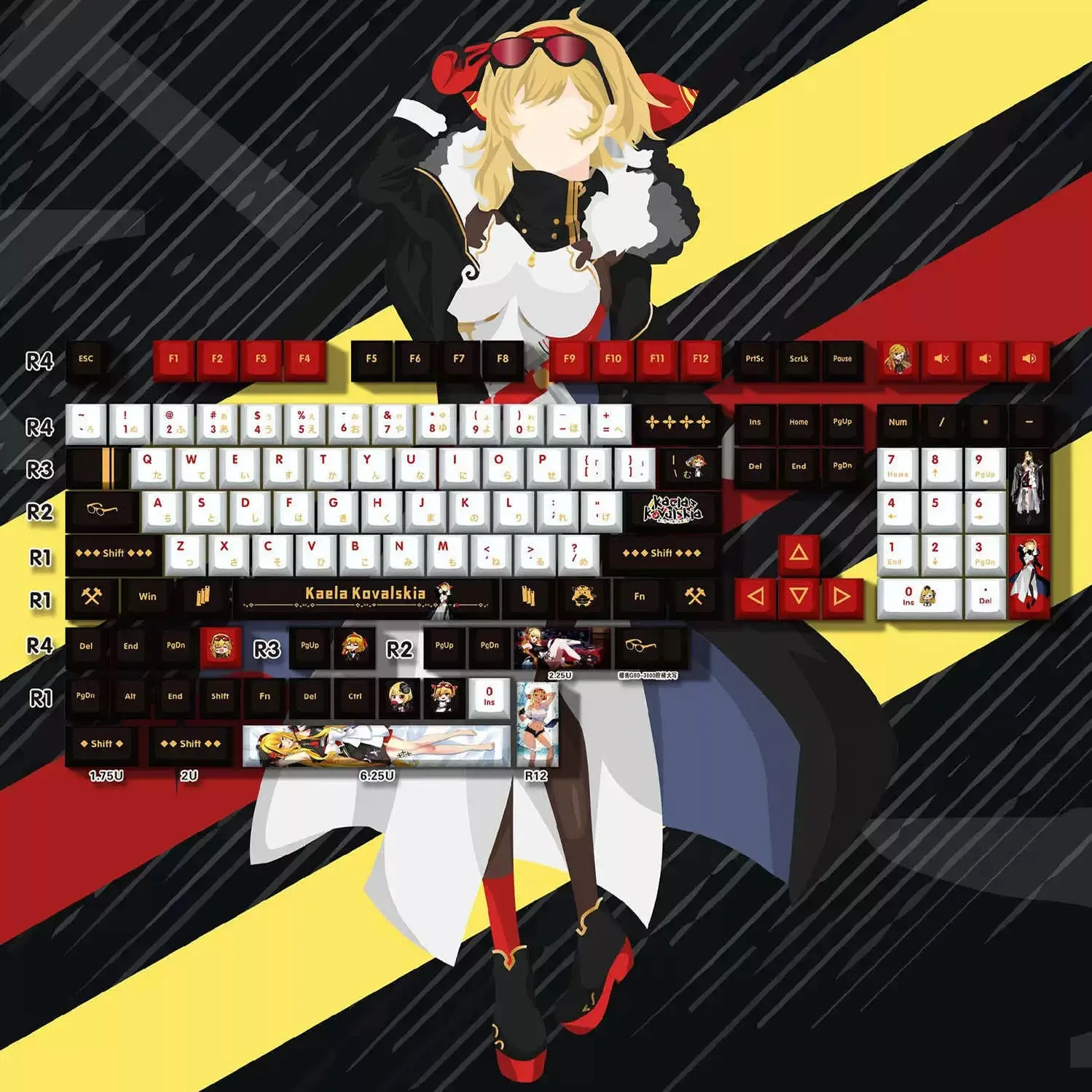 Kaela Kovalskia Key Cap Vtuber Hololive Key Cover PBT DYE Sublimation Cherry MX Cross Axis Switch Keycap for Mechanical Keyboard