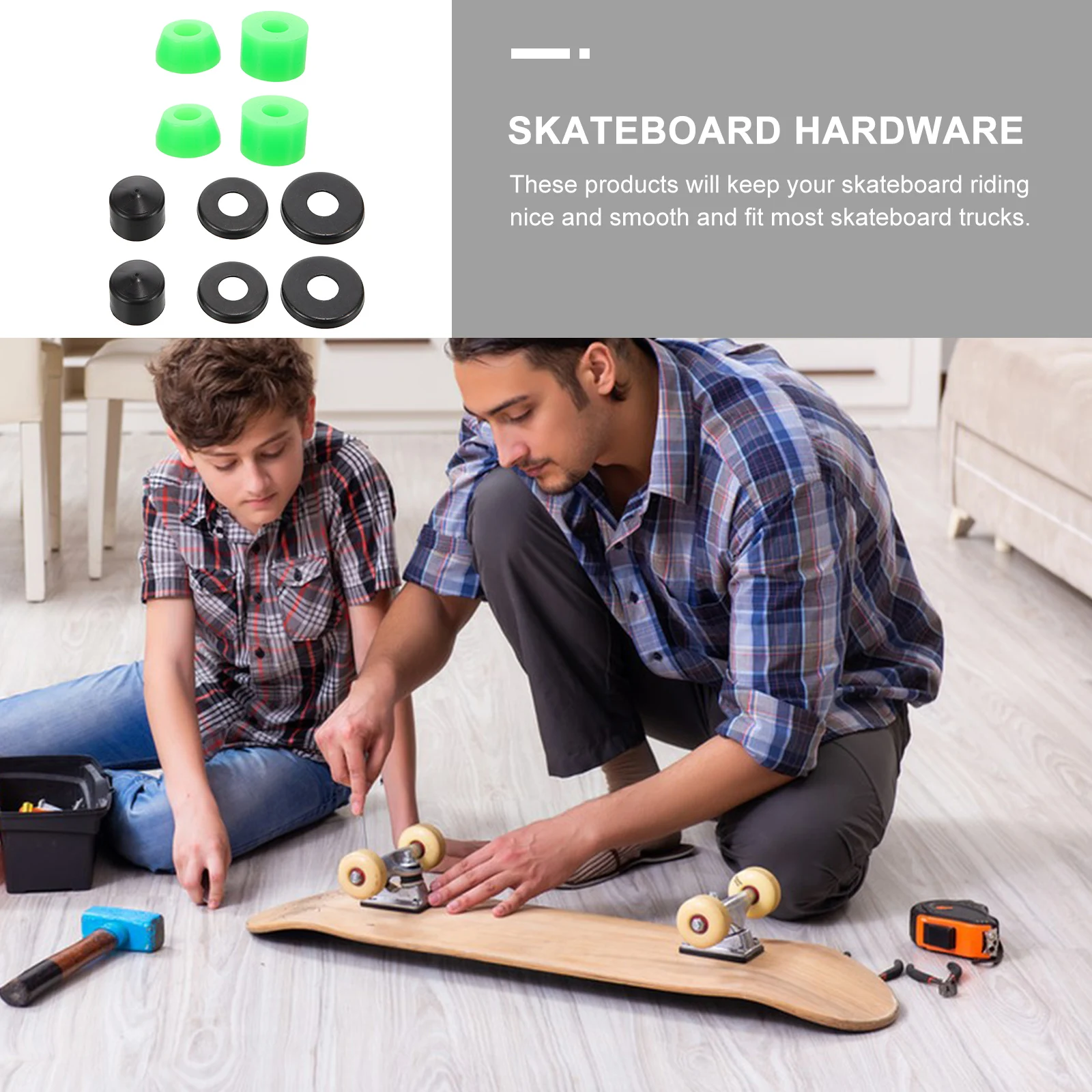 

1 Set Of Skateboard Bushings Shock Absorber For Longboard Truck Replacement Durable Pu Wear Resistant Smooth Edges Skateboarding