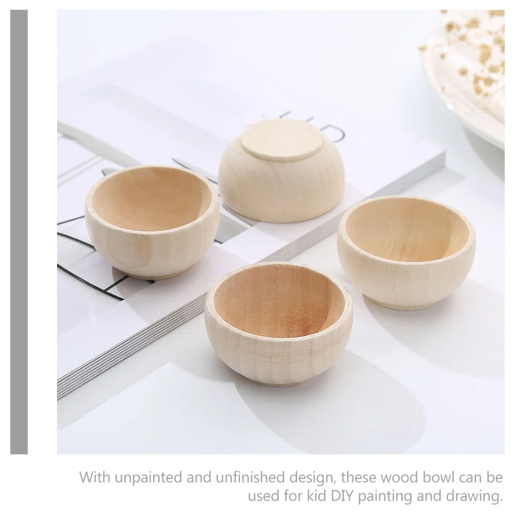 5 Pcs Wooden Bowl DIY Crafts Bowls Mini Candles Painted Kids Child Light House Decorations Home