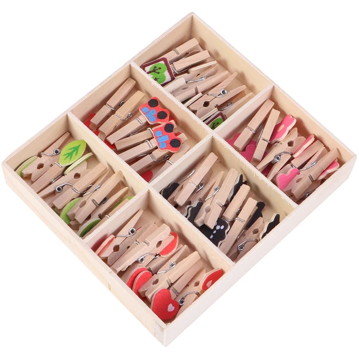 

42 Pcs Wooden Clothespin Set Mini Painted Craft Clips Bamboo Paper Tree Embellishments Home Decor DIY Idea