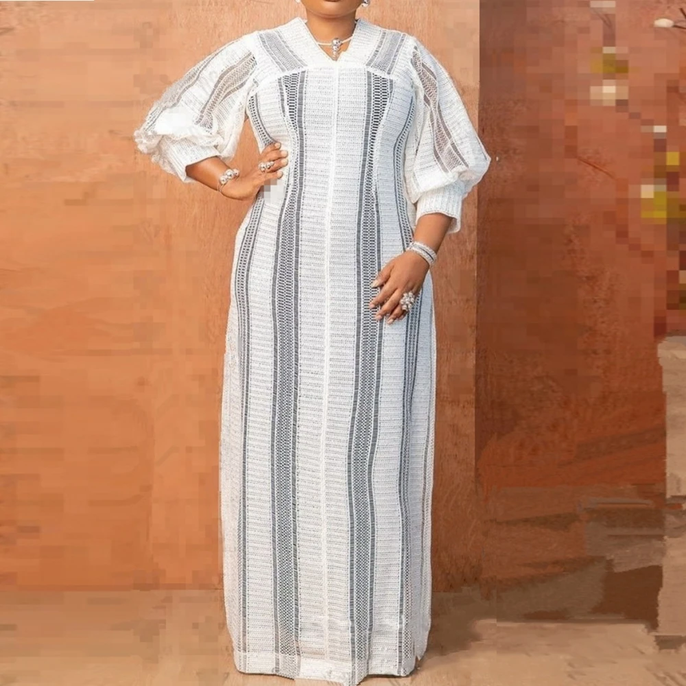 African Dresses For Women Elegant Hollow Out New Muslim Fashion Abayas Dashiki Robe Kaftan Long Maxi Dress One Piece 2023