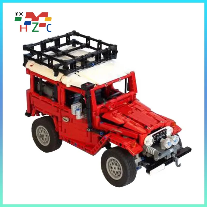 

FJ40 off-road Jeep with travel rack assembled building block toy model remote control motor electric vehicle Moc-2770