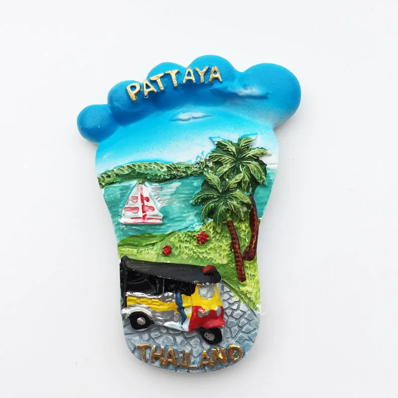 

Fridge magnet Pattaya Thailand Footprint Design Home Decoration Message Stickers Tourism Souvenir Gifts Resin Crafts