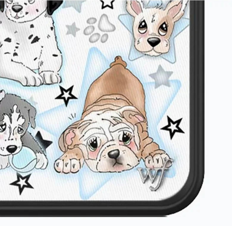 Wildflower 3D Cartoon Cute Dog Puppy Party WF Phone Case For iPhone 12 15 14 13 Pro Max 16 Pro WF Metal Label Shockproof Cover